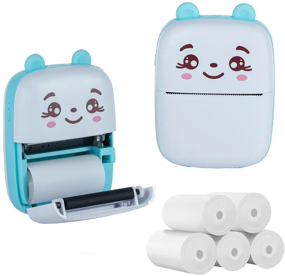 Drukarka EXTRALINK EPP-002 Złącze USB Niebieski + Papier termiczny zwykły (5 szt.)