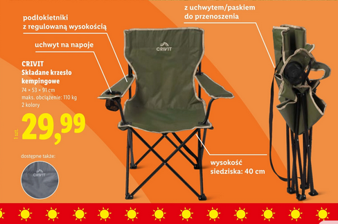 CRIVIT, Składane krzesło kempingowe (2 kolory)