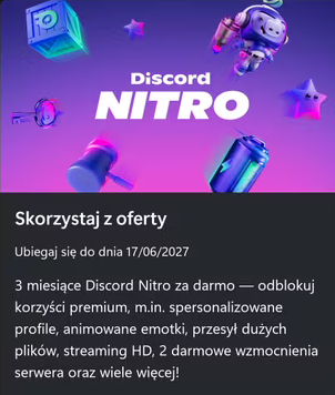 DARMOWE Discord Nitro na 3 miesiące dla członków Game Pass - XBOX