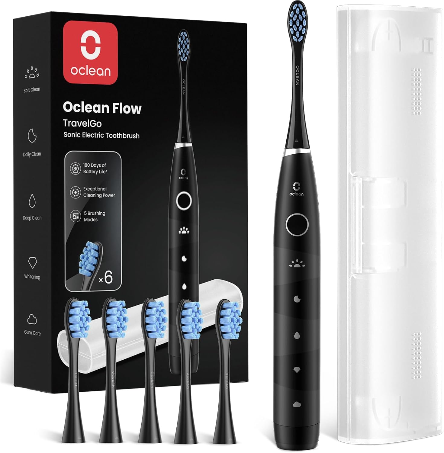 Oclean Szczoteczka soniczna do zębów Flow TravelGo + 6 końcówek + etui podróżne