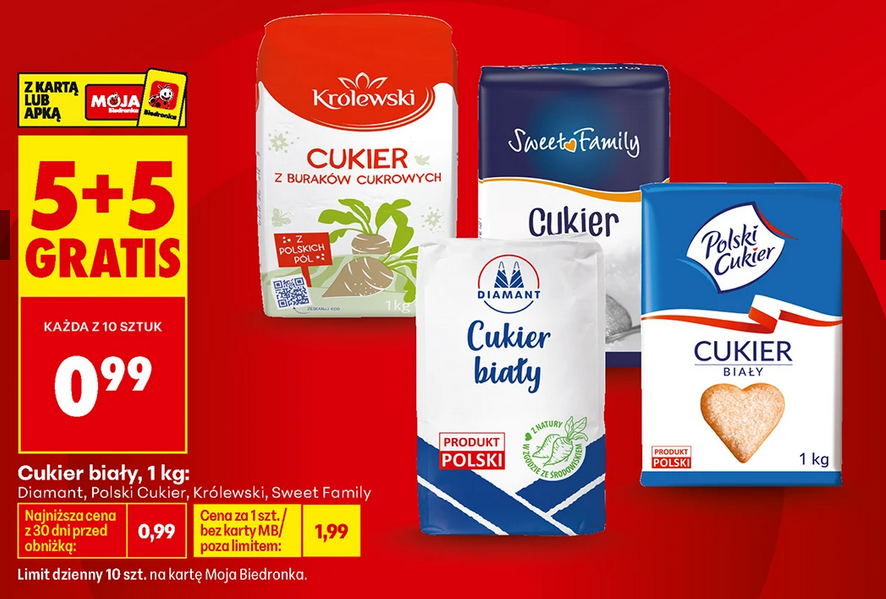 Cukier biały, różni producenci, 1 KG (5+5 GRATiS)