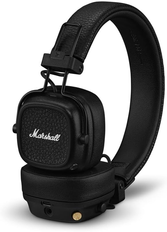 Marshall Major V bezprzewodowe słuchawki Bluetooth, 100 godzin odtwarzania - czarne