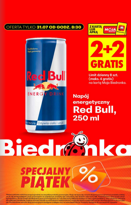 Napój energetyczny Red Bull, 250 ml (2+2 GRATIS)