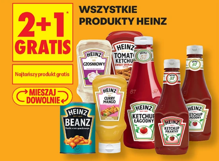Wszystkie produkty HEINZ (2+1 GRATIS)