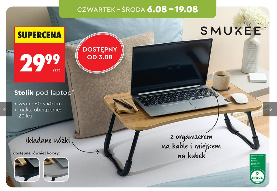 Stolik do łóżka pod laptop SMUKEE