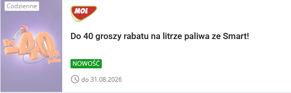 RABAT Do -40 groszy/litrze paliwa na stacjach Mol - od Allegro SMART! Bonus
