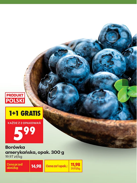 Borówka amerykańska, opakowanie 300g (1+1 GRATIS)