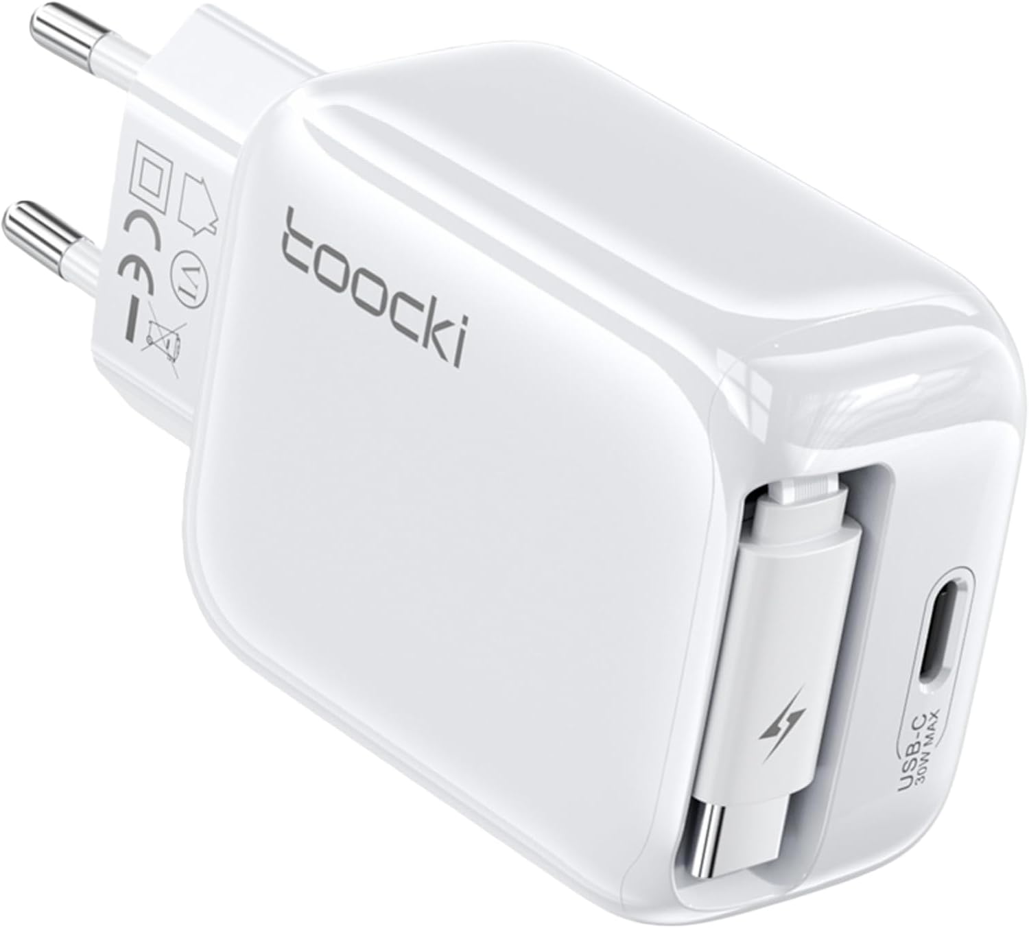 toocki Ładowarka USB-C 30 W GaN + Chowany kabel do ładowania USB-C