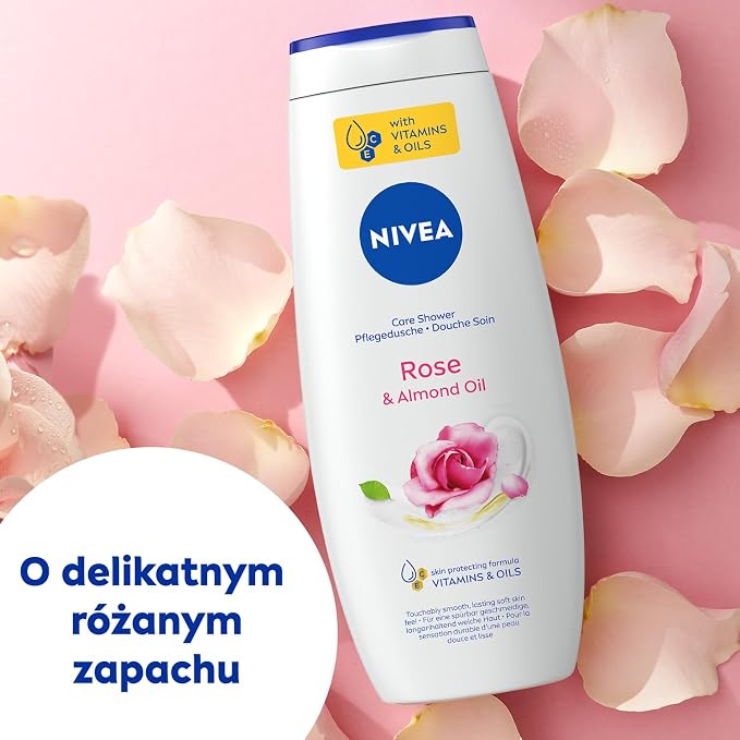 NIVEA Rose & Almond Oli Pielęgnujący żel pod prysznic do ciała z olejkiem, 500 ml