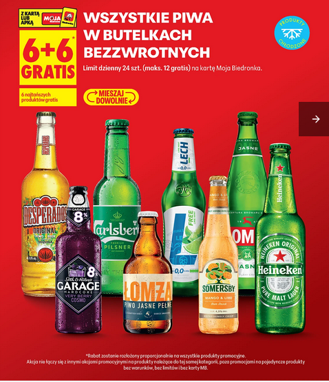 Wszystkie piwa w butelkach bezzwrotnych (6+6 GRATIS)