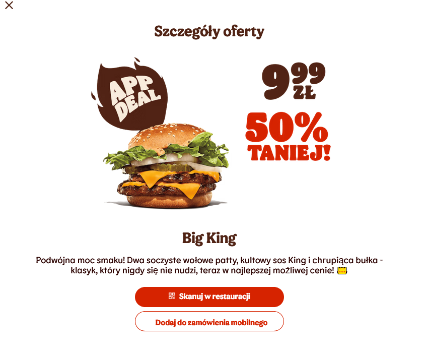 Big King 50% taniej w Burger King
