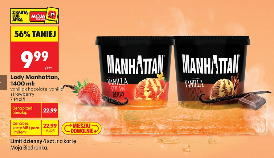 Lody Manhattan, 1400 ML (2 smaki)