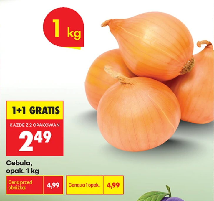 Cebula, w opakowaniu, 1 kg (1+1 GRATIS)