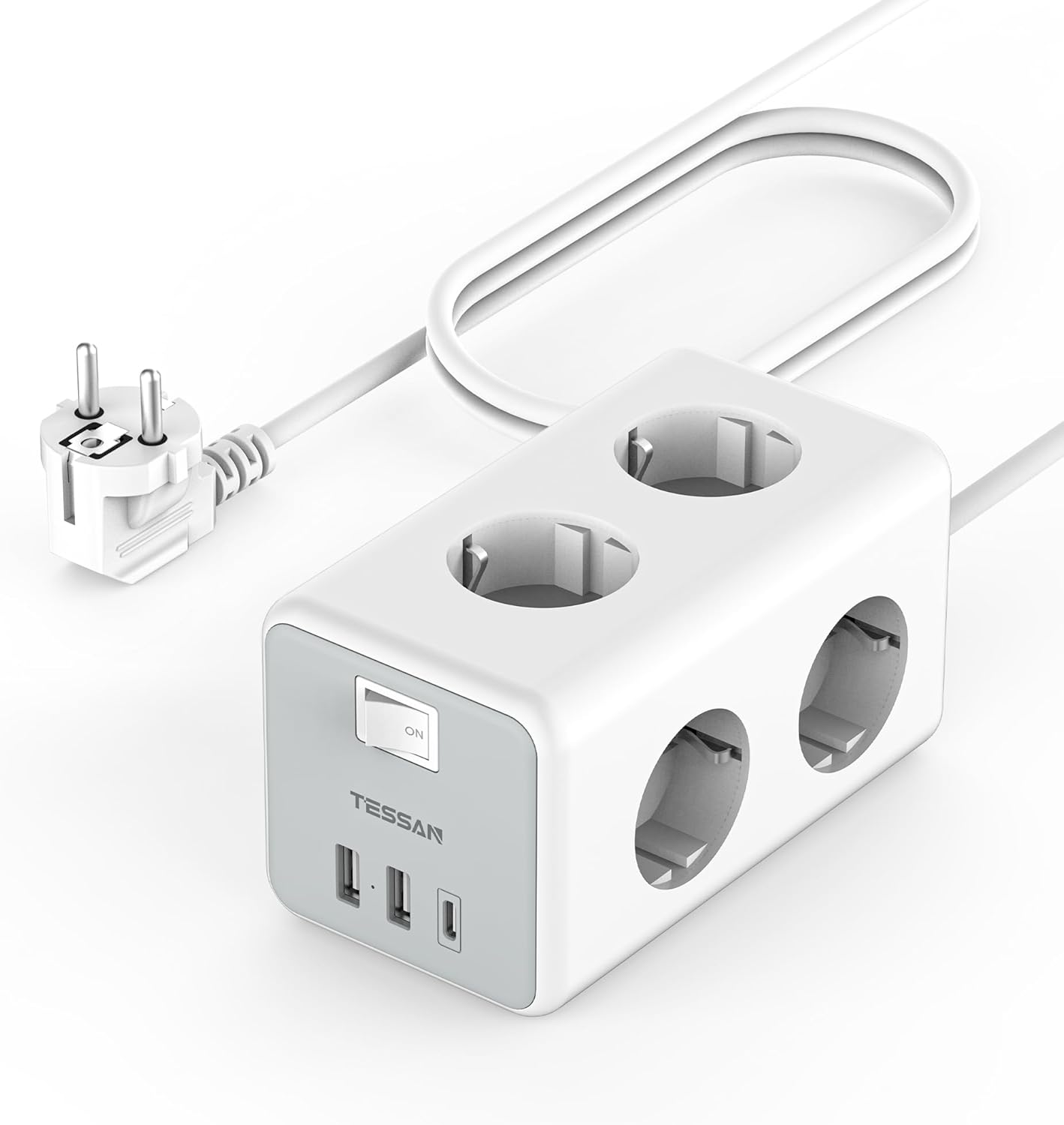 TESSAN Listwa Zasilająca: 6 gniazd AC, 3 portay USB-C i A, 3 metry, 3600W 16A (wersja 2 metrowa za 62.99 PLN)