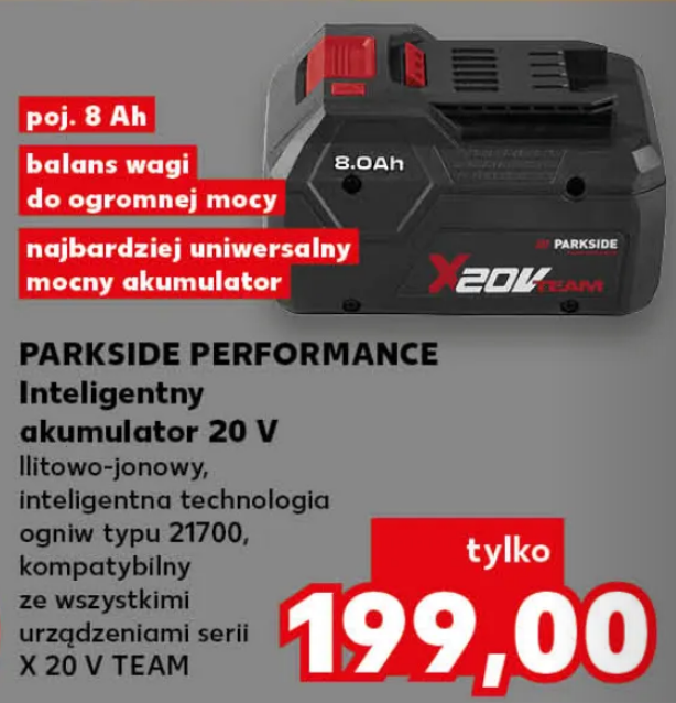 PARKSIDE PERFOMANCE Inteligentny akumulator 20V, poj. 8Ah (przy zakupie 2 sztuk)