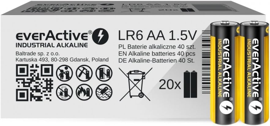 EverActive Baterie AA Pro alkaliczne Mignon LR6, 40 Sztuk