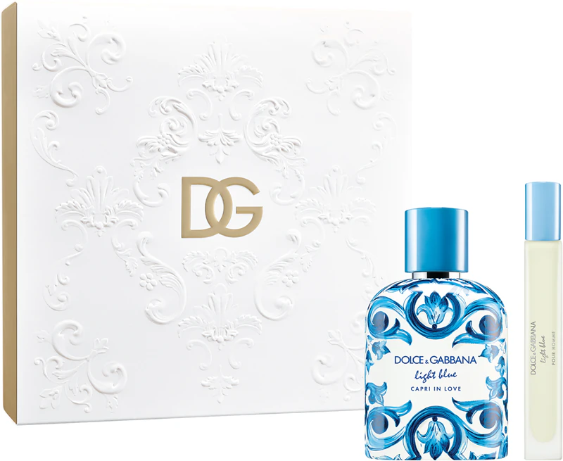 ZESTAW: Dolce & Gabbana Light Blue Capri In Love Gift Set 100ml EDP + 10ml Light Blue Pour Homme EDT