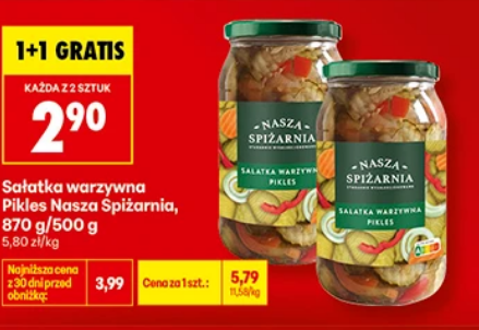 Sałatka warzywna Pikles Nasza Spiżarnia, 870g/500g (1+1 GRATIS)