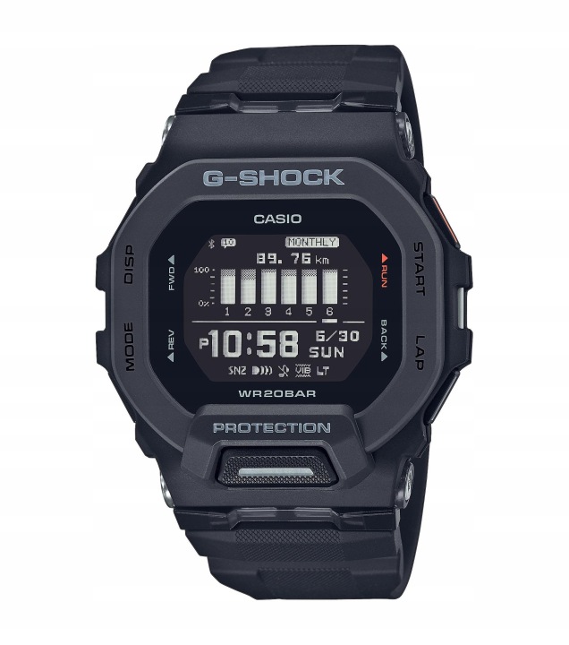 Zegarek męski Casio GBD-200-1ER cyfrowy kwarcowy, wodoszczelny 20 BAR, KROKOMIERZ - od Oficjalny sklep Allegro