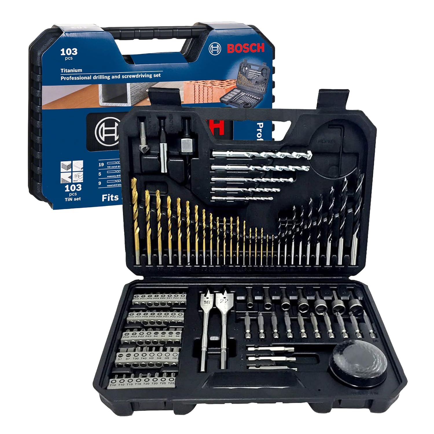 Bosch Home and Garden 2608594070 Zestaw mieszanych akcesoriów (103 sztuki), 0 V, czarny