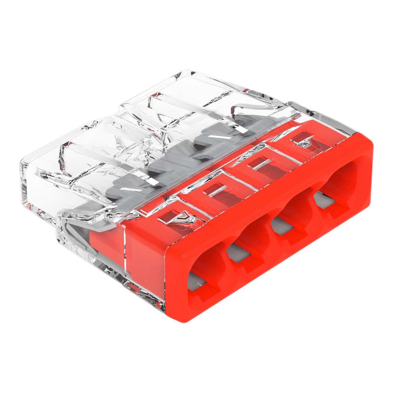 WAGO 2273-204 Złączka Instalacyjna, Czerwony, 100 Sztuk | Zacisk do przewodów 0,5-2,5 mm²