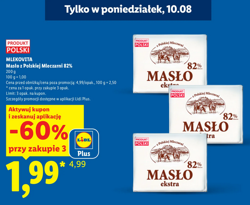 Masło z Polskiej Mleczarni 82%, Mlekovita, 200g (przy zakupie 3 sztuk) - LIDL
