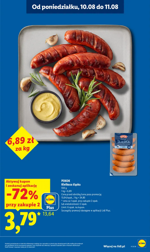 Kiełbasa śląska PIKOK, 500g (przy zakupie 2 opakowań) - LIDL