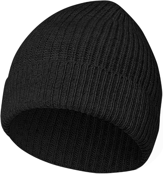 Vicloon Czapka z wełny merynosów, wełna merino Fisherman (czarna lub jasno-szara)