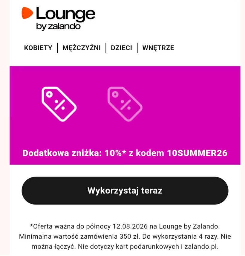 RABAT -10% na wszystko, przy zakupach za min. 350 PLN - Zalando-Lounge