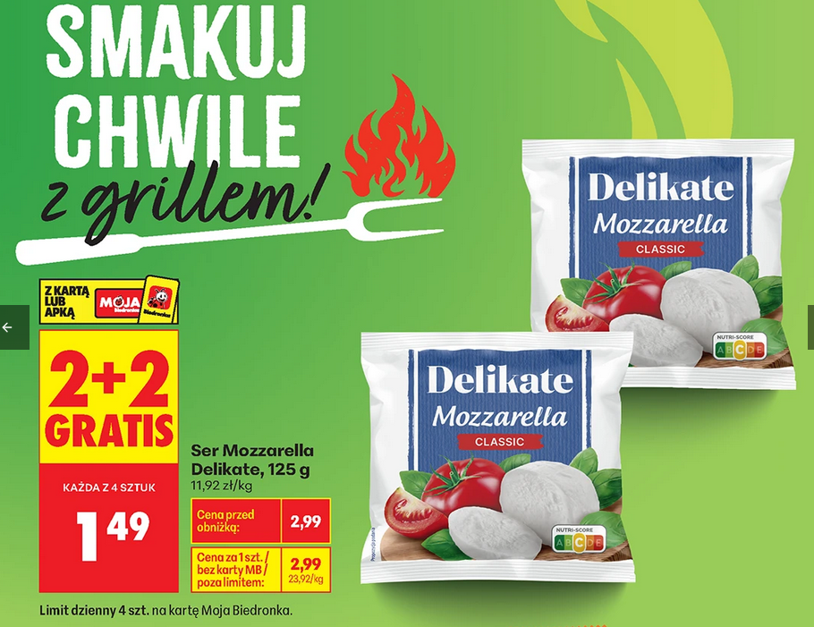 Ser Mozzarella Delikate, 125g (2+2 GRATIS)