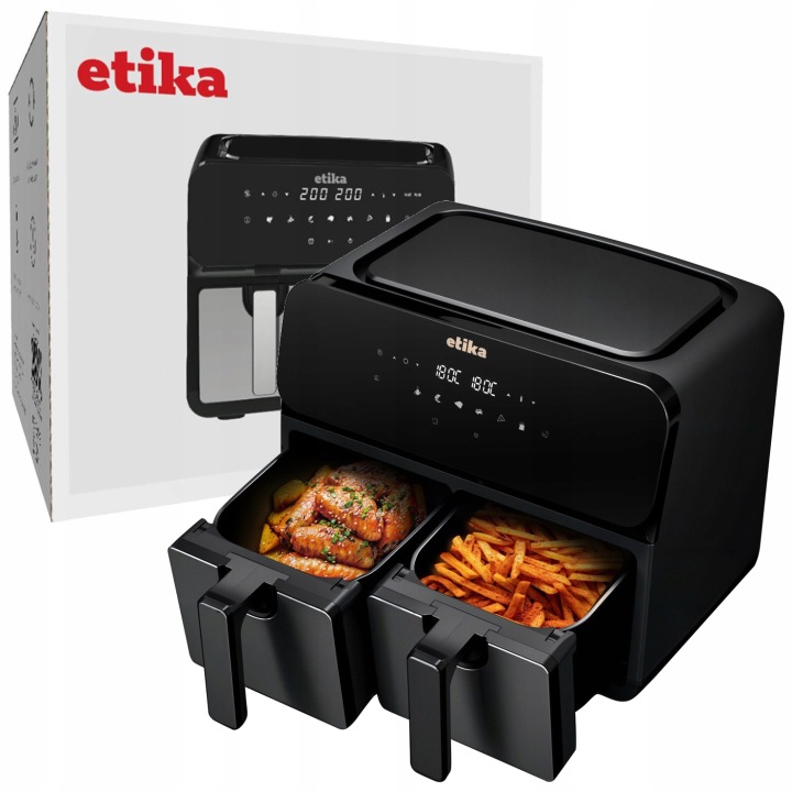ETiKA FRYTKOWNICA BEZTŁUSZCZOWA AIR FRYER DWUKOMOROWA 9L 1700W XL - od Oficjalny sklep etika
