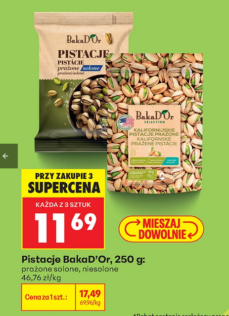Pistacje BakaD'Or, 250g (przy zakupie 3 opakowań) - Biedronka