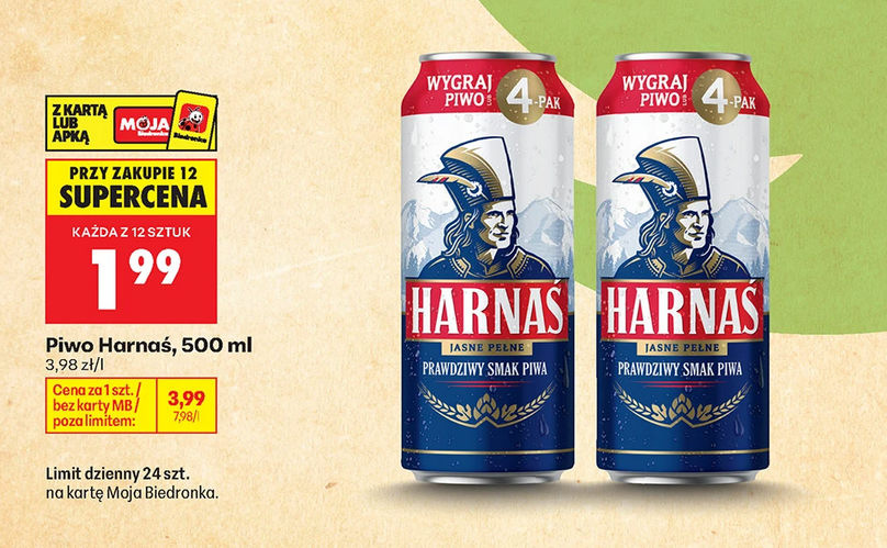 Piwo Harnaś, 500 ml (przy zakupie 12 op.) - Biedronka