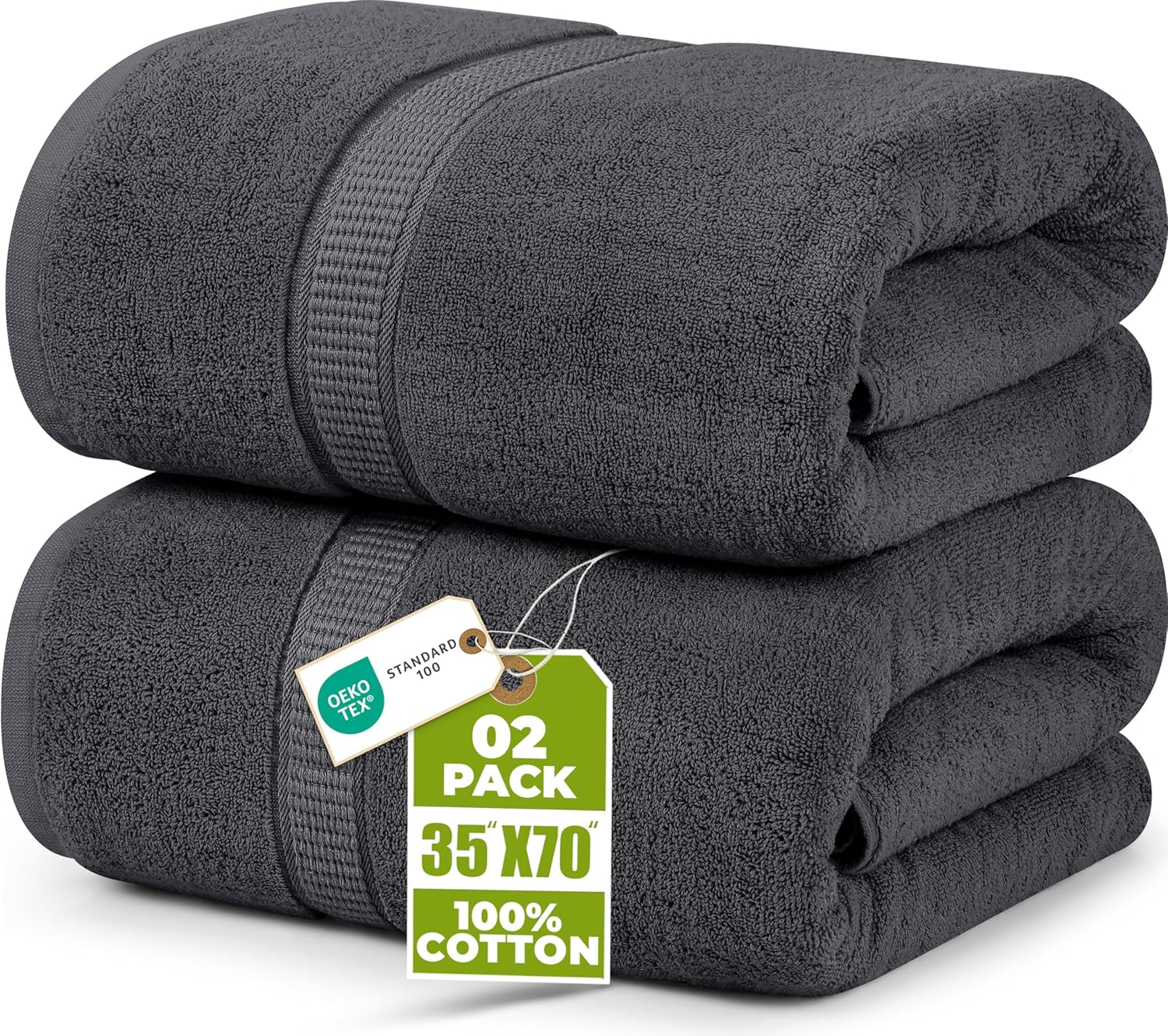 2 SZTUKI - Utopia Towels, 100% czesana bawełna pierścieniowa, 90 x 180 CM (Szary)
