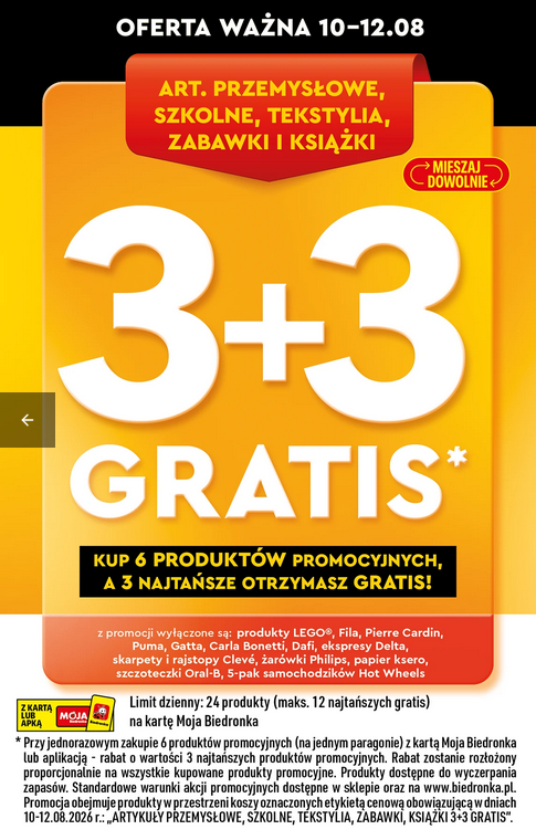 Art. przemysłowe, szkolne, tekstylia, zabawki i książki (3+3 GRATIS) - Biedronka