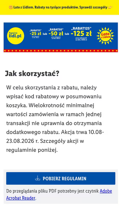 LATO z LIDL'em - RABATY 25/50/125 PLN na tysiące produktów (opis) - LIDL