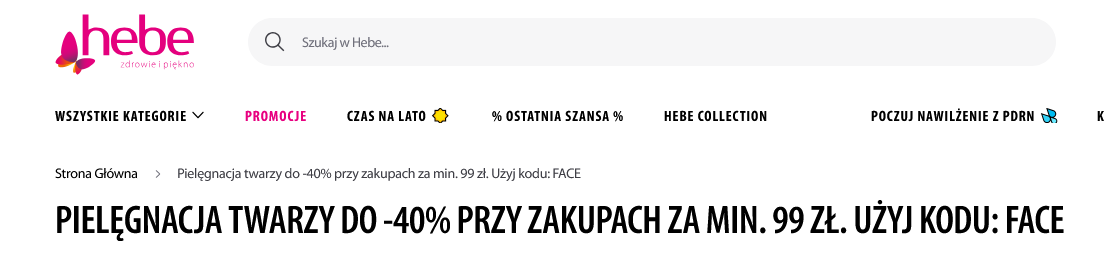 Pielęgnacja twarzy RABAT do -40% przy zakupach za min. 99 zł - HEBE