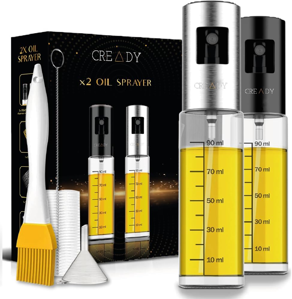 2 SZTUKI - CREADY spryskiwacz do oleju ze stali nierdzewnej i szkła, 100 ml + dodatki
