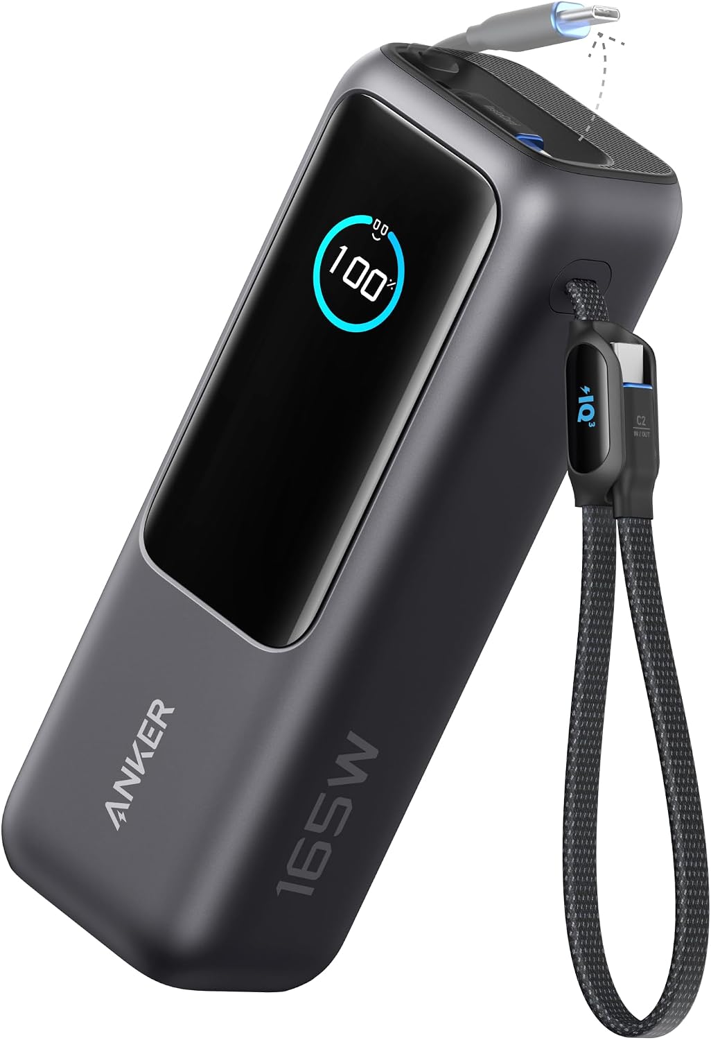 Anker powerbank do laptopa 165 W 25000 mAh z wysuwanym kablem 70 cm | 3 porty USB-C