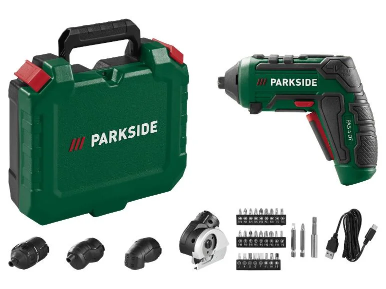 PARKSIDE® Akumulatorowa wkrętarka, 4 V, PAS 4 D7 + walizka + 28 bitów + 4 nasadki