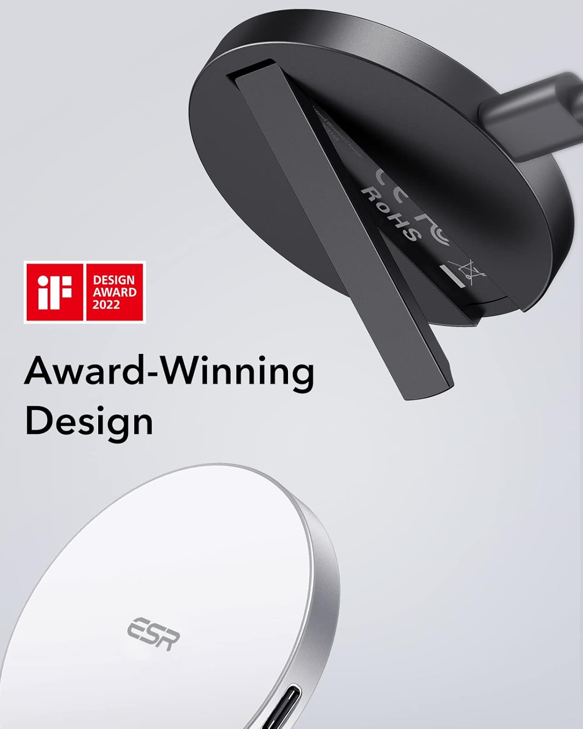 ESR Ładowarka MagSafe, Magnetyczna ze Składaną Podstawką, biała + Kabel USB-C 1,5 m