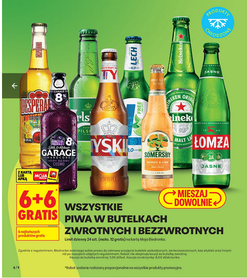 Wszystkie piwa w butelkach zwrotnych i bezzwrotnych (6+6 GRATIS)