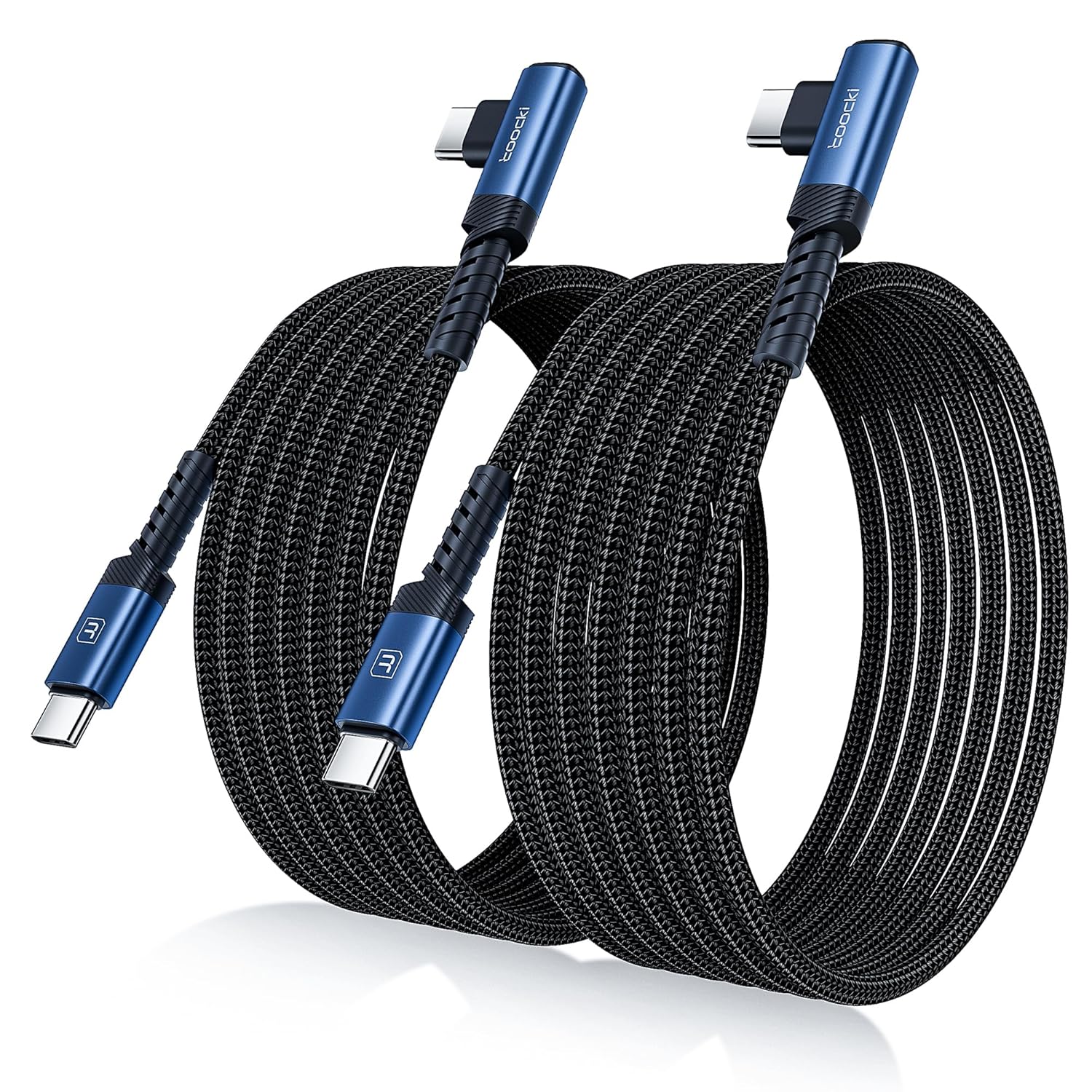 2 SZTUKI - Toocki Kabel USB C do USB C kątowy 60W, pleciony, 2 metry