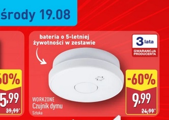 WORKZONE Czujnik dymu z 5-letnią beterią, gwarancja 3 lata - ALDI
