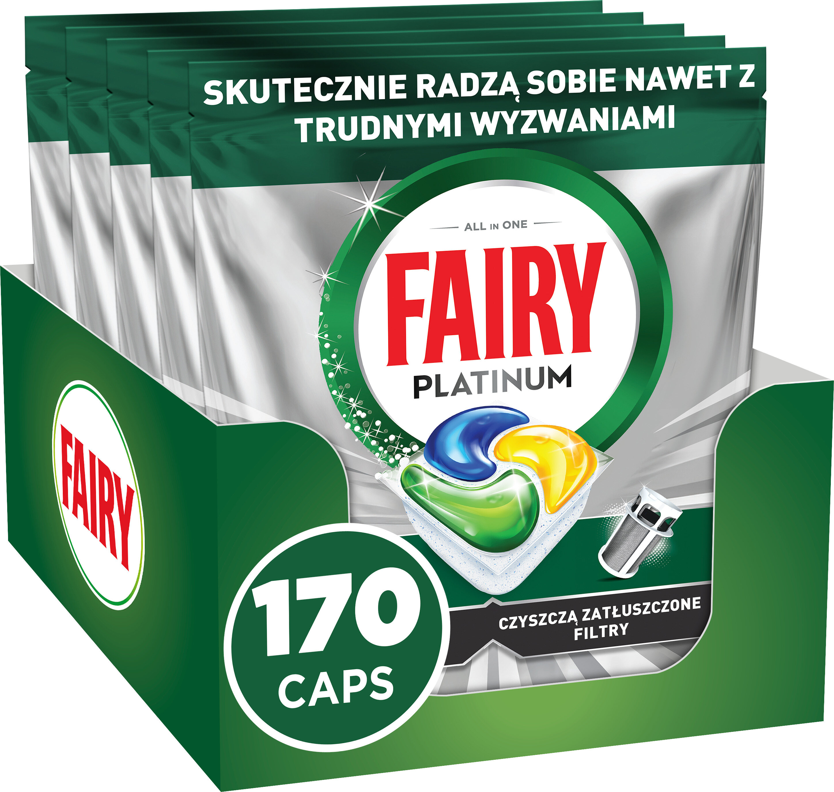 Kapsułki do zmywarki FAIRY Platinum All in One Lemon - 170 szt.