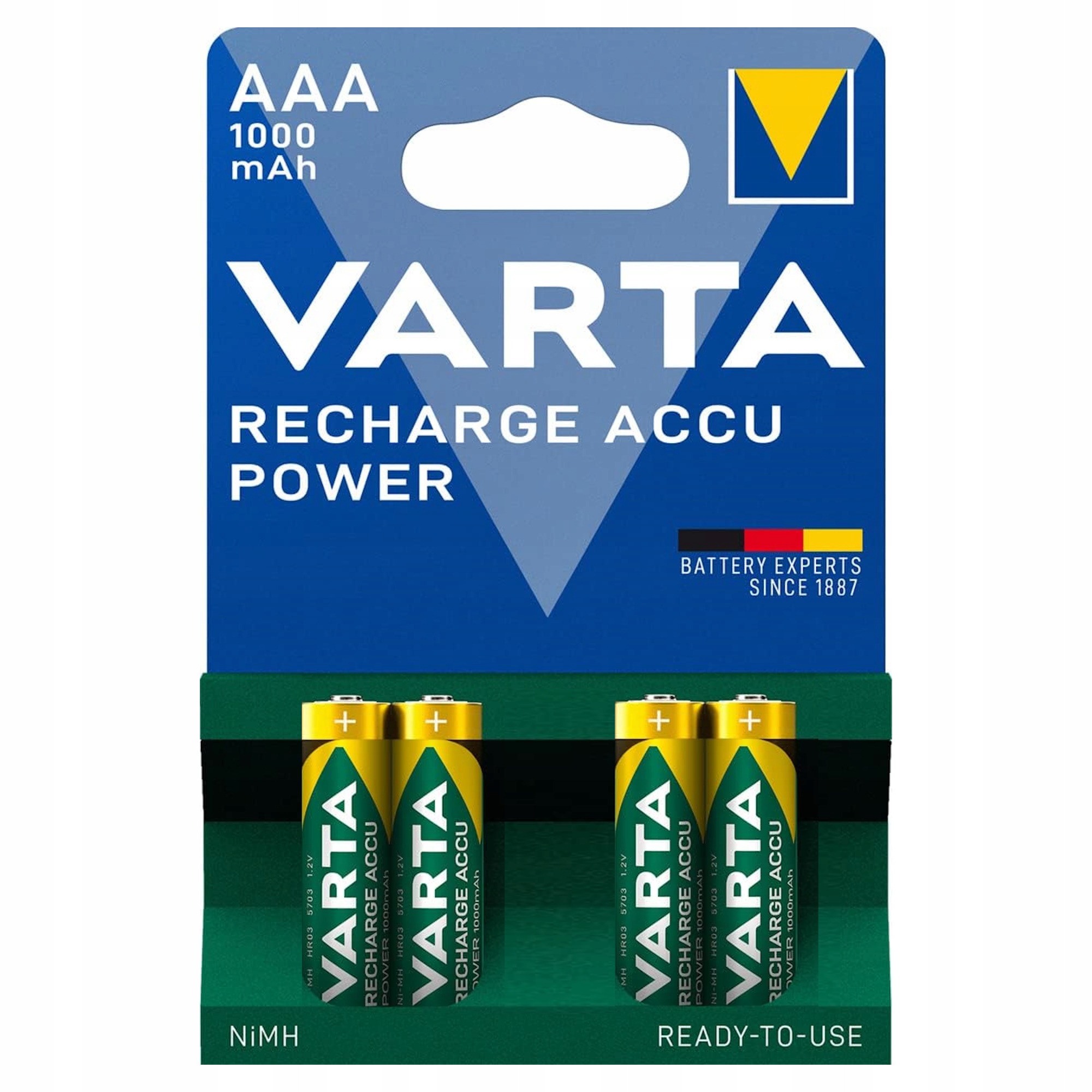 Akumulatorek VARTA AAA 1000mAh R3 4szt Ready To Use - od dlugoleccy