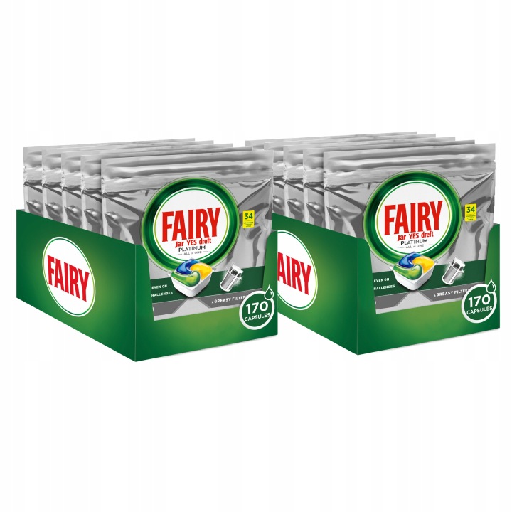 Fairy Platinum Cytryna Kapsułki do zmywarki All In One, 2x170 sztuk - od Oficjalny sklep Allegro