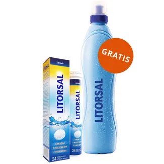 Zdrovit Litorsal, smak cytrynowo-miętowy, 24 tabletki musujące + bidon, 740 ml gratis