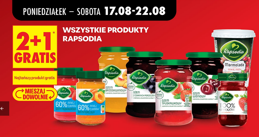 Wszystkie produkty RAPSODIA (2+1 GRATIS) - Biedronka