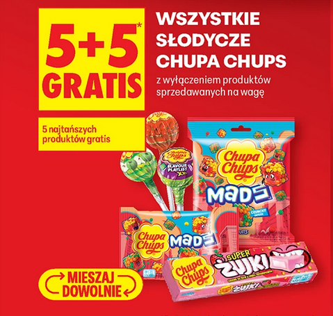 Wszystkie słodycze Chupa Chups (5+5 GRATIS) - Biedronka